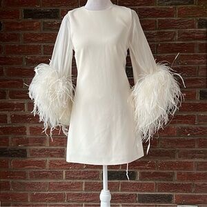 Alice and Olivia Izola Feather-Trim Minidress
